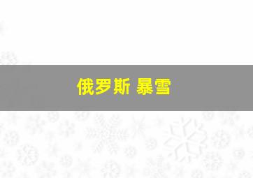 俄罗斯 暴雪